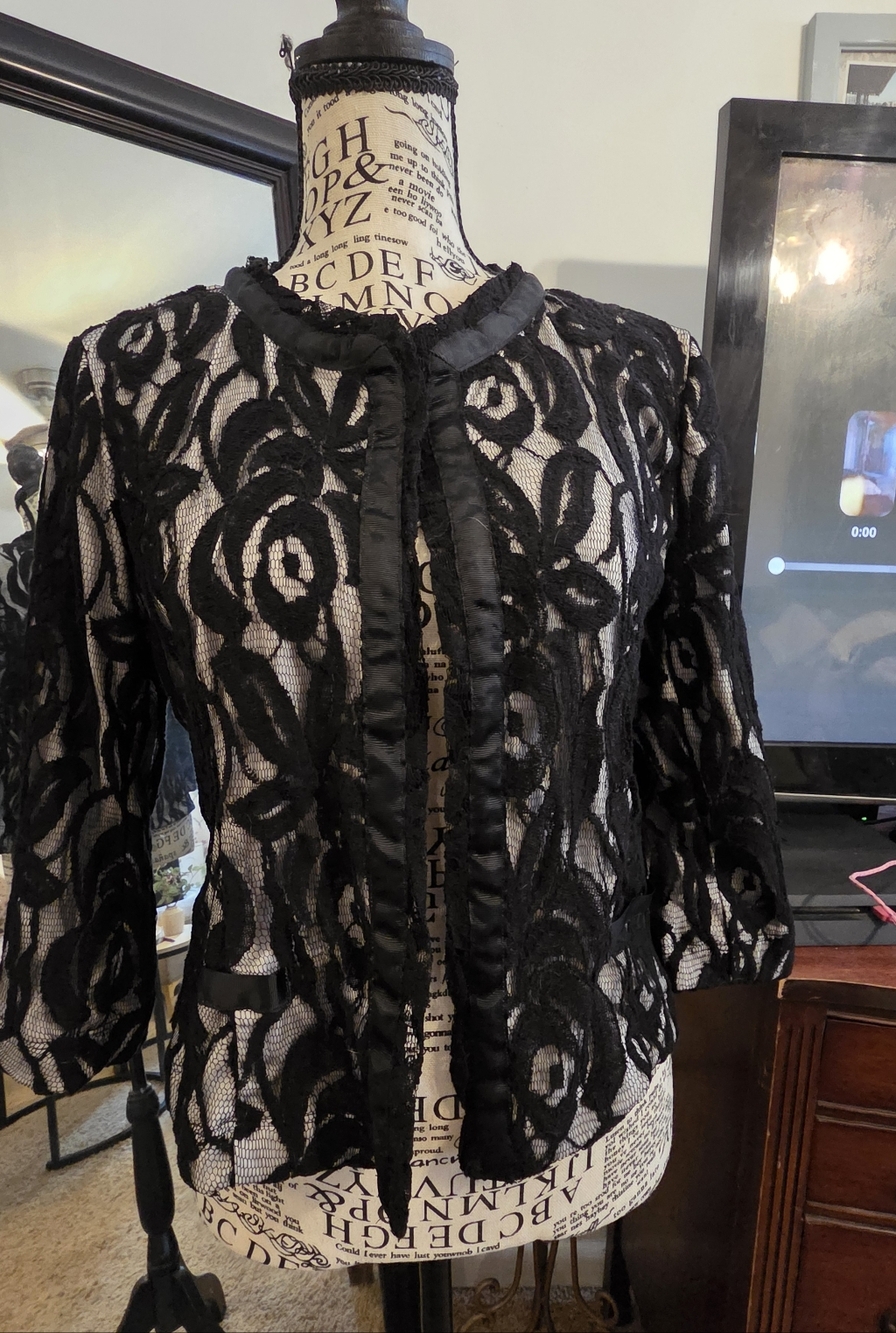 love on a hanger Black Floral Lace Overlay Jacket